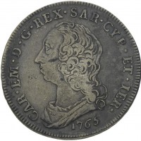 Carlo Emanuele III (1730-1773): scudo da 6 lire 1765 (Montenegro#171; CNI, I, 389#189; Simonetti#33/7), grammi 34.83
