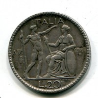 Vittorio Emanuele III (1900-1943): 20 lire 1927-VI "Littore" (Gigante#36)
