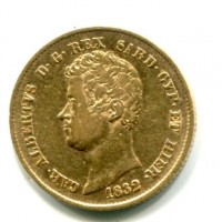 Carlo Alberto (1831-1849): 20 lire 1832-Ge rigato (Gigante#18)
