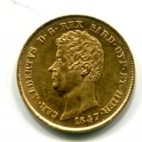 Carlo Alberto (1831-1849): 20 lire 1847-Ge (Gigante#40)
