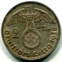 Germania, Terzo Reich (1933-1945): 2 marchi 1938-A "Svastica" (KM#93)
