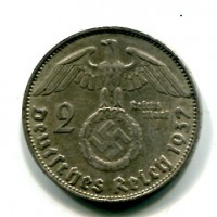 Germania, Terzo Reich (1933-1945): 2 marchi 1937-D "Svastica" (KM#93)
