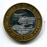 USA, Las Vegas: token da 10 dollari "Aeroporto Mc Carran", gr. 36,68. Diametro 43 mm.
