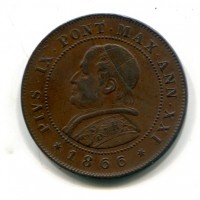 Roma, Pio IX (1846-1870): 2 soldi 1866-XX (Gigante#323)
