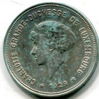 Lussemburgo, Charlotte (1919-1964): 5 franchi 1929 (KM#38)
