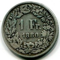 Svizzera, Confederazione: 1 franco 1880
