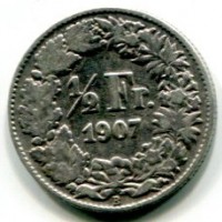 Svizzera, Confederazione: 1/2 franco 1907
