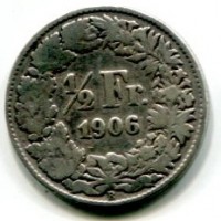 Svizzera, Confederazione: 1/2 franco 1906
